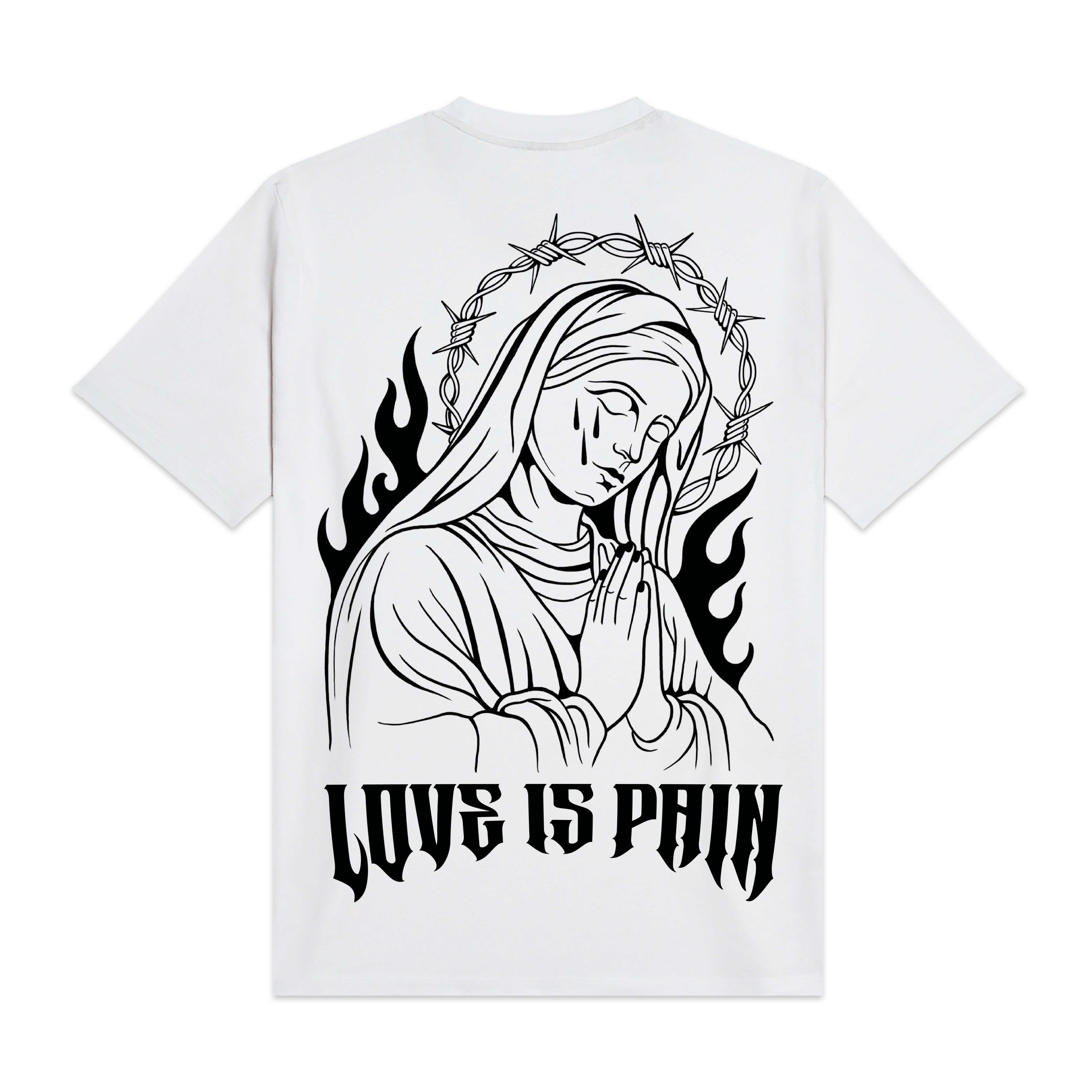 AMERICAN CLOTHING STUDIO - T-SHIRT LOVE IS PAIN - BIANCO