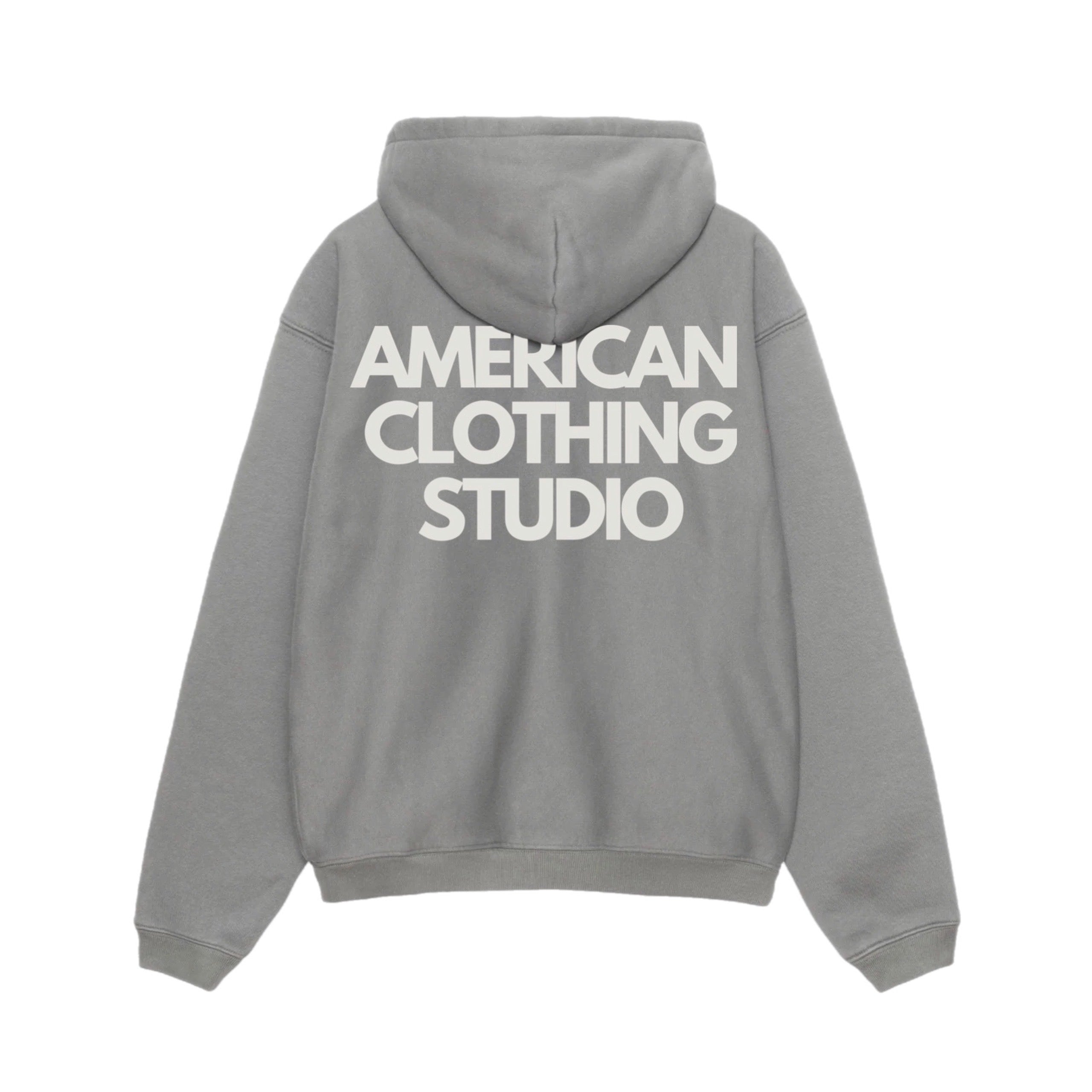 AMERICAN CLOTHING STUDIO - FELPA ZIP DOUBLE LOGO - GRIGIO