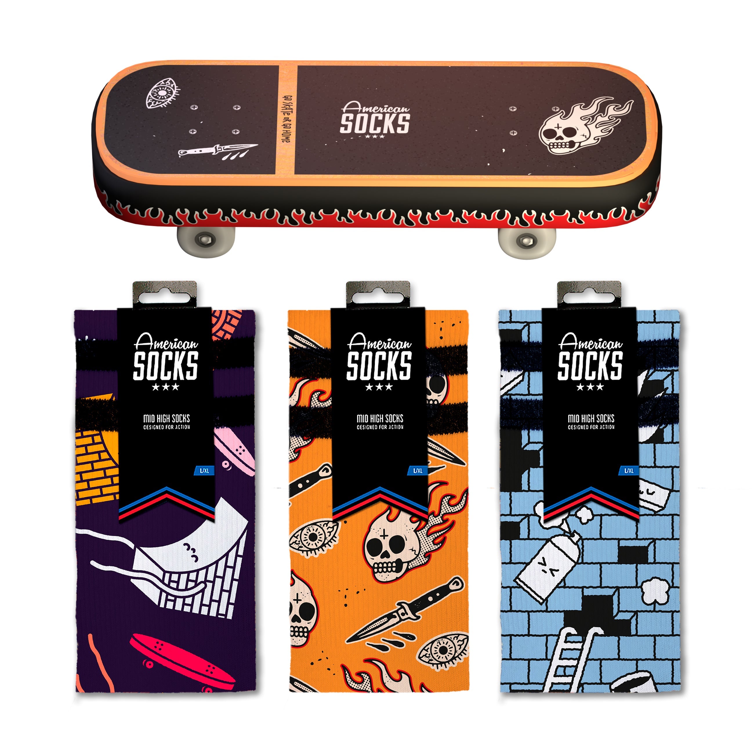 AMERICAN SOCKS - BOX CALZE SKATEBOARD - U