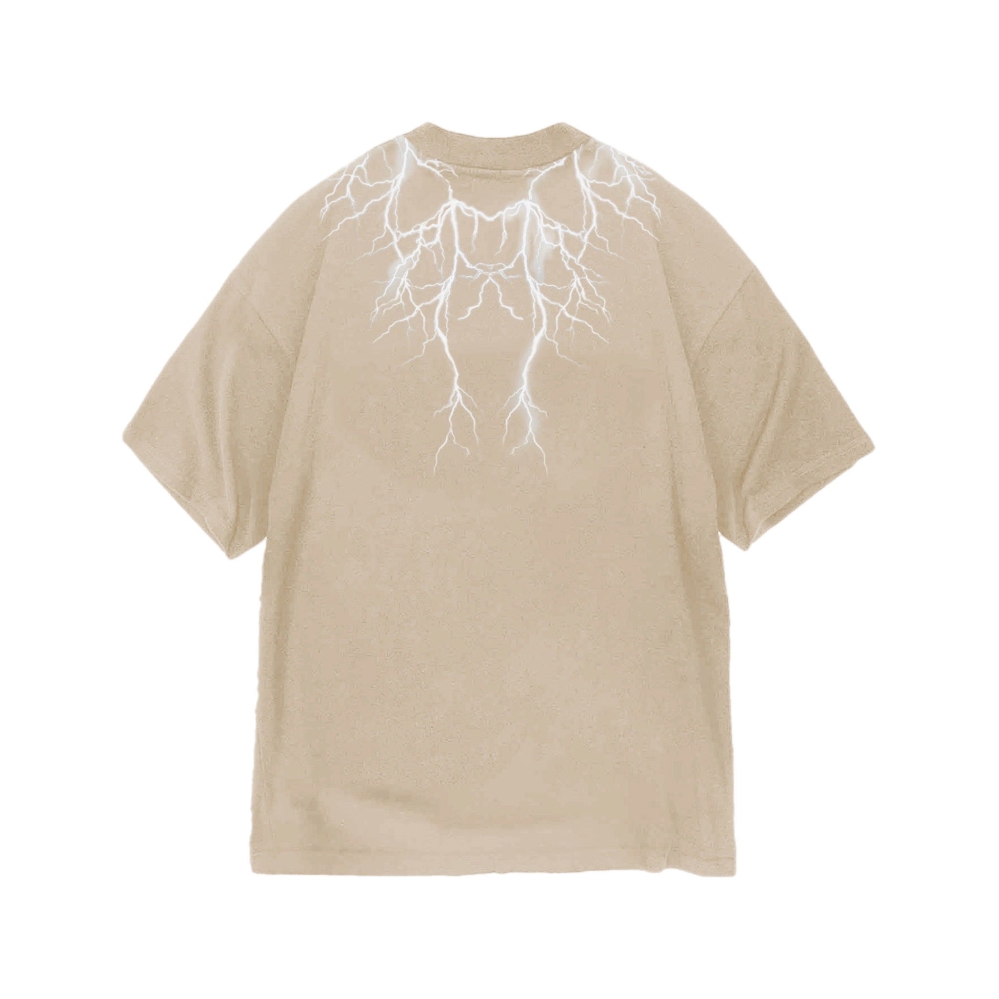 PHOBIA - T-SHIRT CON FULMINI FRONTE E RETRO BIANCHI - BEIGE