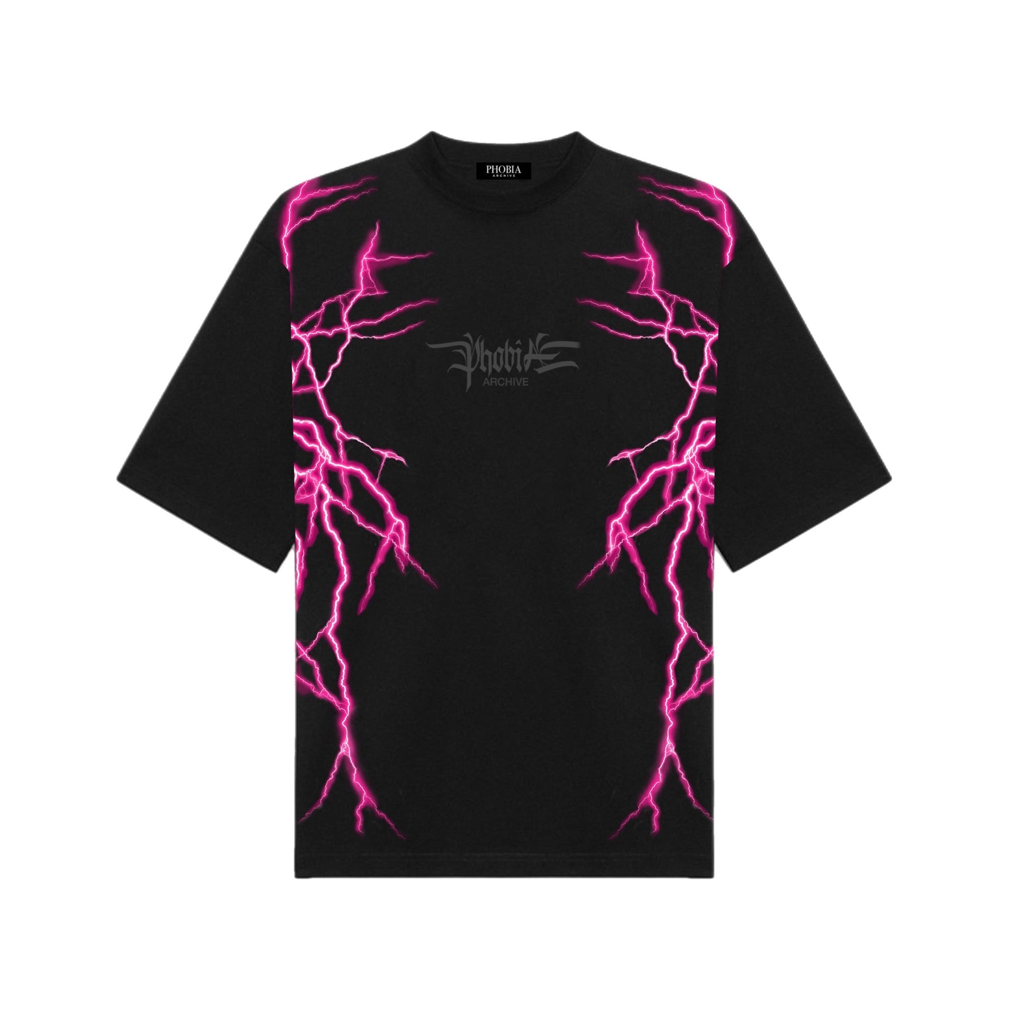 PHOBIA - T-SHIRT CON FULMINI LATERALI ROSA - NERO