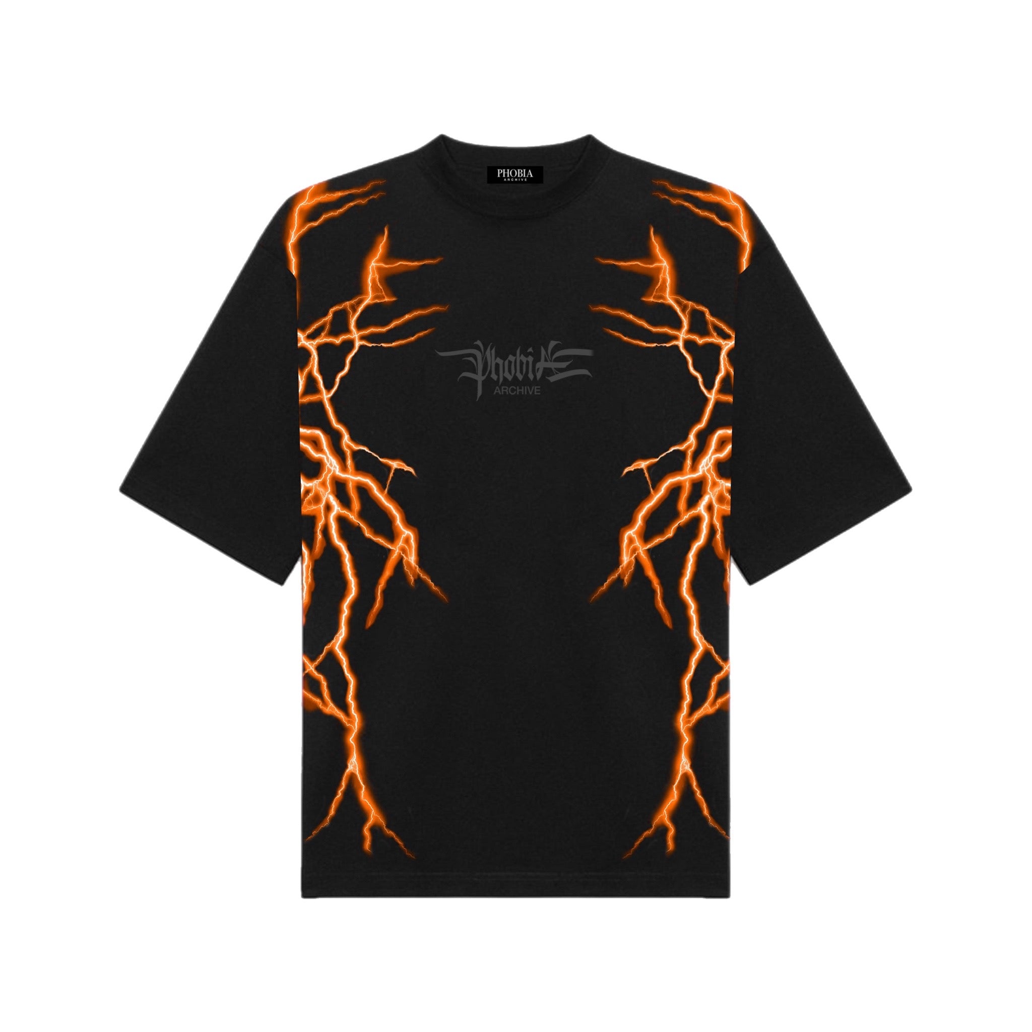 PHOBIA - T-SHIRT CON FULMINI LATERALI ARANCIO - NERO