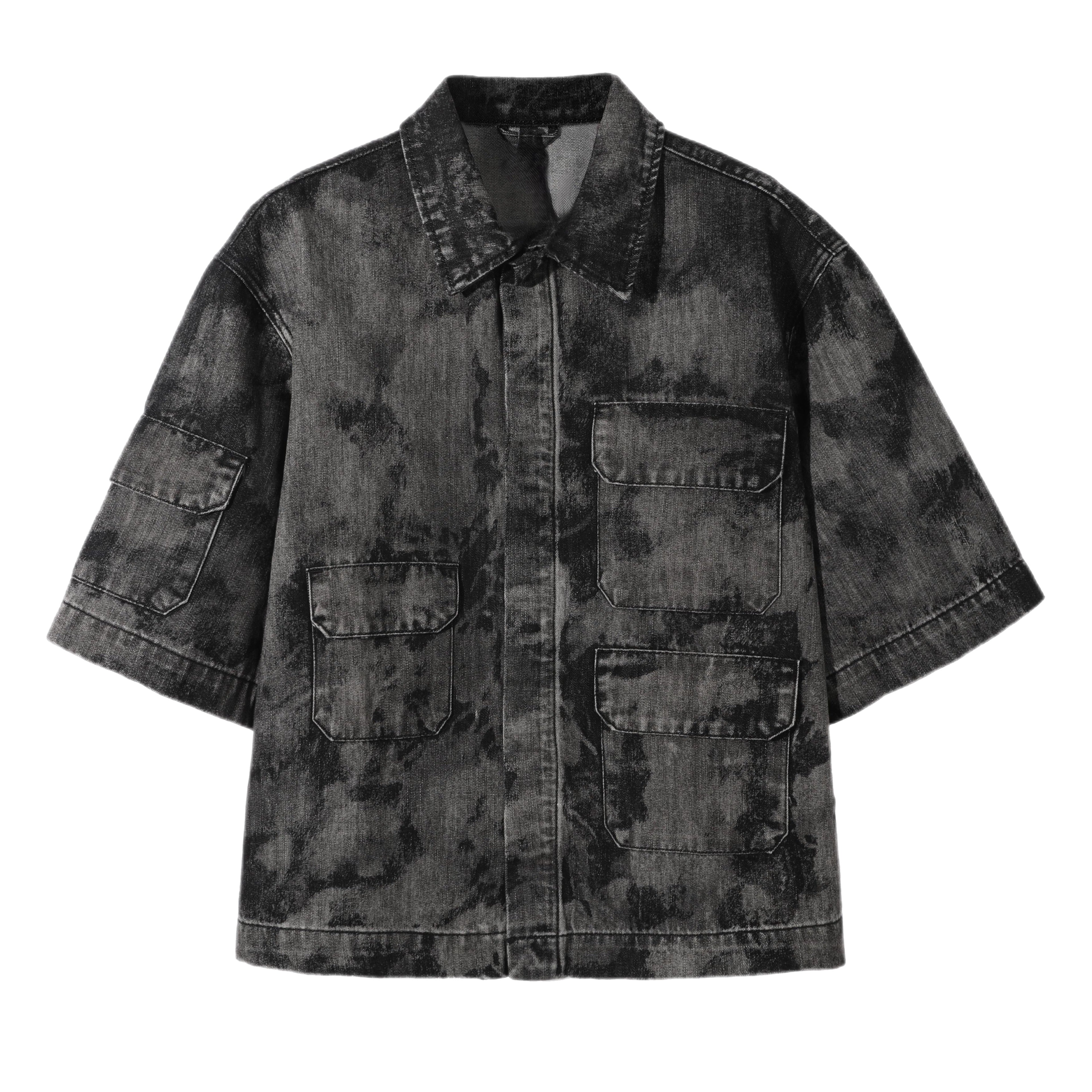 NO BRAND - CAMICIA JEANS CAMO - NERO