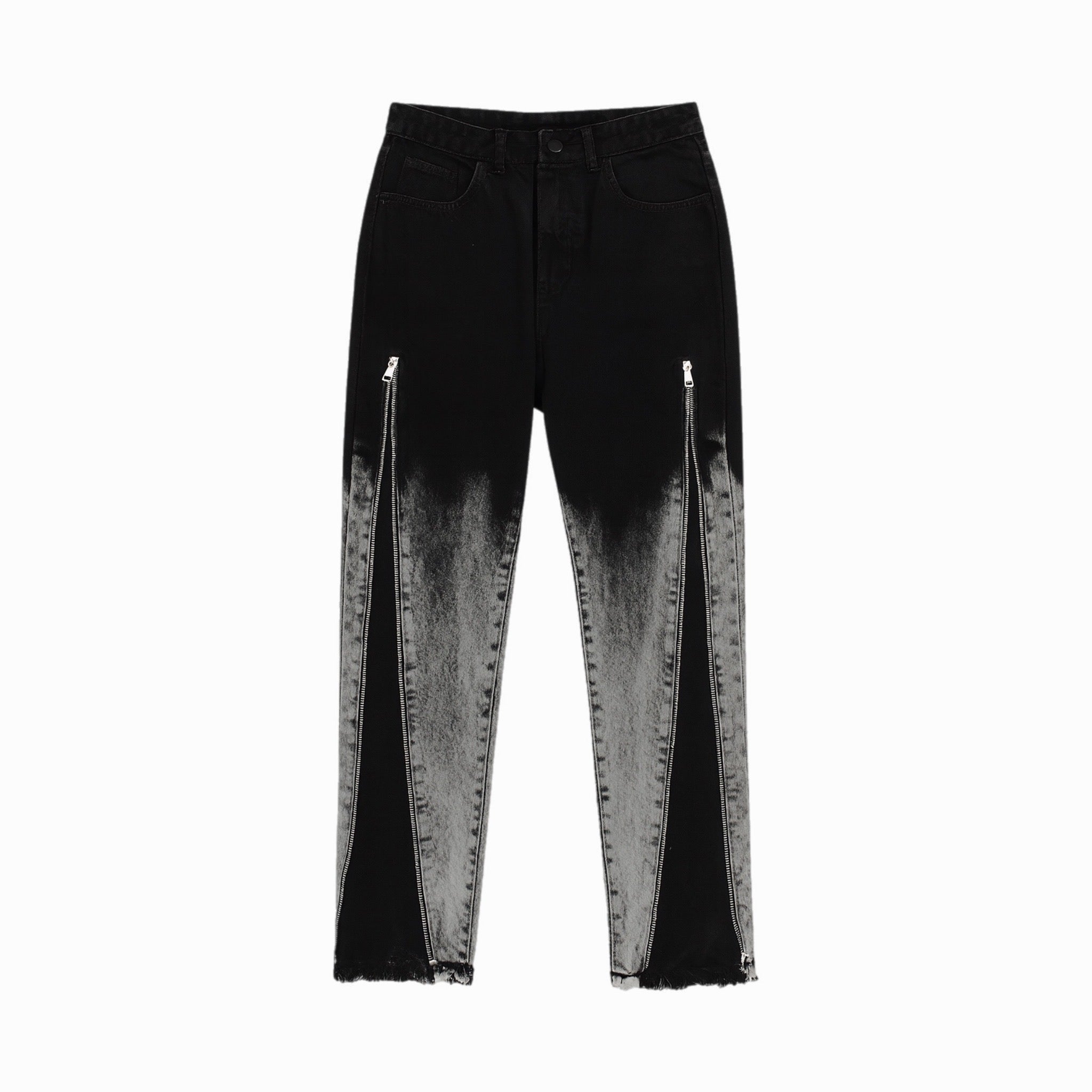 NO BRAND - JEANS ZIP - NERO/GRIGIO