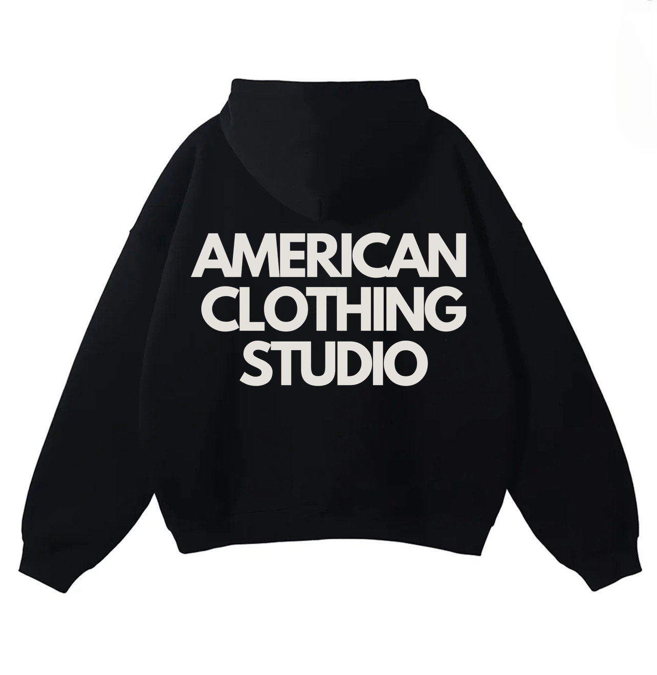 AMERICAN CLOTHING STUDIO - FELPA LOGO BOXYFIT - NERO