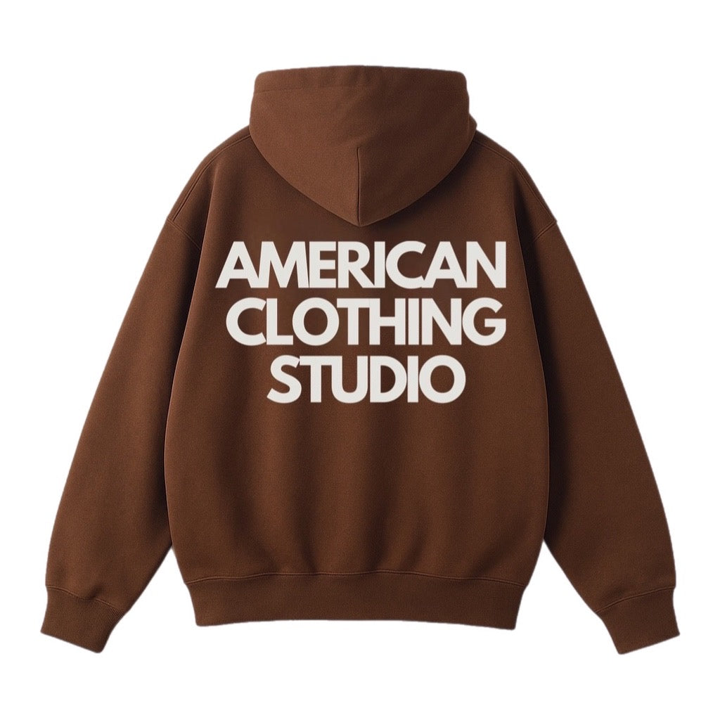 AMERICAN CLOTHING STUDIO - FELPA LOGO BOXYFIT - CIOCCOLATO