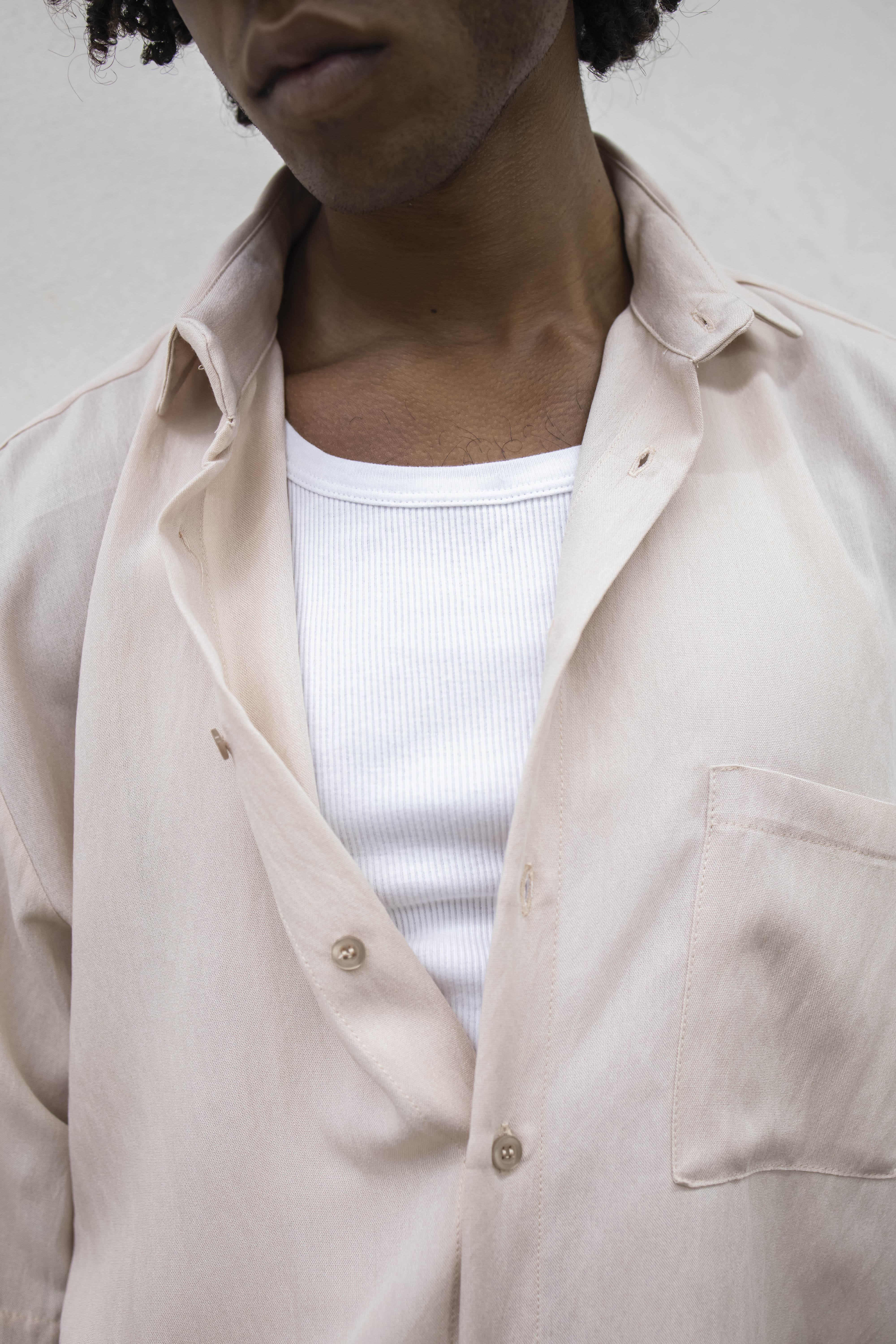 PRESENT - CAMICIA BOXY SIMIL LINO - NUDE